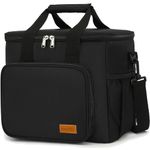 FlowFly Insulated Lunch Bag Adult Lunch Box Large Cooler Tote Bag with Top Handle for Men and Women, with Adjustable Strap, Front Pocket, and Dual Large Mesh Side Pockets, Extra Large(20L), Black