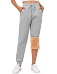 Yuson Girl Joggers for Women Fleece Lined Jogger Pants Sherpa Fleece Lined Warm Sweatpants Winter Thermal Athletic Lounge Trousers with Drawstring and Pockets for Running Workout Yoga Light Grey