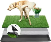 Dog Pee Grass Indoor Dog Potty - Large Grass Pad with Tray & Fake Pants Pee Post for Puppy Potty Training, Artificial Grass Patch Dog Litter Boxes Pee Pad Tray for Balcony Porch Pet Loo (41" x 26.8")