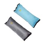 MHwan Seat Belt Pads, 2 Pcs Super Soft Skin-Friendly and Comfortable Seatbelt Covers Kids and Adults, Seat Belt Cover That Doubles as a Sleeping Pillow, Head and Neck Support Seatbelt Pad(Grey, Blue)