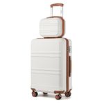 Kono Luggage Sets of 2 Piece Lightweight 20 inch ABS Hard Shell Travel Carry on Suitcase with TSA Lock + 12 inch Portable Hand Cabin Case (Cream White)