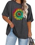 IN'VOLAND Women's Plus Size Oversized T-Shirt Summer Crew Neck Casual Tunic Tops Short Sleeve Loose Tee Tops