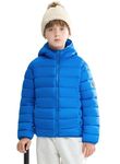 maoo garden Girls Boys Winter Puffer Jacket Big Kids Faux-Down Lightweight Packable Water-Resistant Coat Blue 12 Years