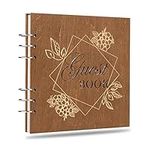 Creawoo Wooden Wedding Guest Book Photo Album Guestbook Wedding Reception Sign in, Hardcover Wood Photo Guestbook with 90 White Pages for Wedding, Bridal Shower, Baby Shower, Birthday