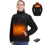 TIDEWE Women’s Heated Jacket Fleece with Battery Pack, Rechargeable Coat for Hunting (Black, Size M)