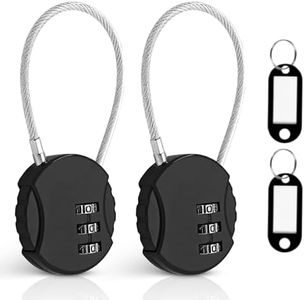 Wire Rope Lock, Mini Code Lock, Wire Rope Padlock for Luggage, Jewelry Box, Backpack, Gym Locker (90 * 37 * 9mm Black, Pack, 2)