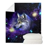 chaqlin Animal Galaxy Wolf Pattern Fleece Blanket Super Soft Blanket Bed Warm Blanket Couch Blanket for All Season, for Office Sofa Chair Bedding Couch outdoor Traveling Camping Blankets