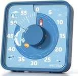 Secura 7.5-Inch Animal Pattern Visual Timer for Kids, 60-Minute Countdown Timer for Classroom or Kitchen, Durable Mechanical Timer Clock with Magnetic Backing (Blue)