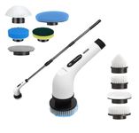 Roboson Electric Spin Scrubber, Cordless Cleaning Brush with 9 Brush Heads, 425 RPM, 90 Mins Runtime, IPX6 Waterproof, Adjustable Length, 3 Speeds, Ideal for Bathroom, Kitchen, Glass, Utensil and Car