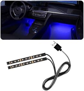 povtii Car LED Strip Light, 24 LED RGB Auto Under Dash Interior Atmosphere Lights, USB Vehicle Decorative Lamp Ambient Night Light Strip, Lighting Kit Car Accessories (Blue)