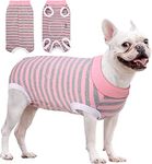 KUTKUT Small Dog Cooling Surgical Suit,Male FemaleDog Cat Recovery Shirt After Surgery E-Collar & Cone Alternative Protection for Healing Wounds,Skin Disease,Anti Licking Bodysuit(SIZE:XL,Chest:53cm)