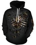 Imbry Unisex 3D Galaxy Printed Hoodies Pullover Hooded Sweatshirts (XXL/XXXL, Black Skull)