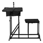 GYMAX Foldable Shooting Table Seat Set, Height Adjustable Hunting Gun Rest Table Shooting Bench Set for Outdoor Range (Black)