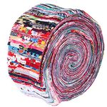 36Pcs Roll Up Cotton Fabric Quilting Strips Christmas Fabric Patchwork Craft Cotton Quilting Fabric for DIY Craft Sewing 6. 25x100cm Colorful