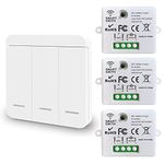 DieseRC Mini Wireless WiFi Switch, 2500W 10A RF Relay Remote Control 3 Recievers with 1 Wireless Wall Switch, Smart Control by Phone via Tuya APP, Compatible with Alexa/Google Home