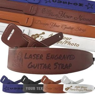 ubjva Custom Guitar Strap with Engraved Text Personalized Guitar Strap Microfiber Leather Adjustable Bass Strap Gifts for Men