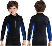 REALON Kids Wetsuit Top for Boys 3mm Neoprene Jacket Long Sleeve Front Zipper Swimsuit Keep Warm Swimwear for Surfing Swimming Diving