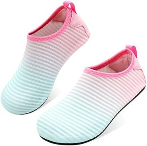 JOINFREE Kids Beach Water Shoes Slip on Swim Skin Aqua Socks Shoes Mint Pink 1-2 Little Kid