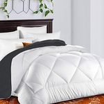 Twin Comforter Duvet Insert with Corner Tabs for Duvet Cover 2100 Series, Snow Goose Down Alternative, Hotel Collection Comforter Reversible, Hypoallergenic Choice,White/Gray, 64 by 88 inches