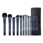 EIGSHOW Makeup Brush Set, 15 Piece Professional Makeup Brushes Kit with Corn Silk Fiber Vegan Brushes for Foundation Powder Concealers Eye Shadows Liquid Kabuki Brushes (TOURMALINE BLUE)