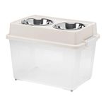 Inspired Essentials Fs-L Airtight Pet Food Storage & 2 Pet Feeding Bowls Combo, White/Clear