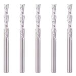 HQMaster 5pcs End Mill CNC Router Bits 1/8" Shank Down Cut Tungsten Carbide Milling Cutter Set