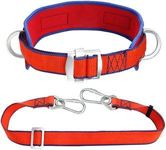 Trsmima Safety Belt with Adjustable Lanyard and Updated Waist Pad - Tree Climbing Belt Harness - Safety Lanyard Fall Protection- Fall Arrest Kite Climbing Lanyard,Ladder Safety Harness