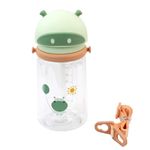 Attro Doddle Kid 450ml Water Bottle with Flip top Lid, Straw & Detachable Nylon Strap BPA Free, Leak Proof ideal for Kids - Green