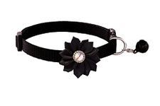 LitVibes Cat Collar With Bell,Kitten Kitty & Small Dogs Soft Adjustable Collar,Safe,Breakaway For Cats And Puppies-Black (Flower Design),14 cm,W_2 cm