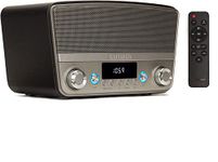 Aiwa BSTU-750BK (UK) Vintage Style Powerful Speaker (Active, Stereo, 50W RMS, Bluetooth, Optical Input, USB, HDMI-ARC, RCA, FM and 6.3mm and 3.5mm Input). Colour: Black