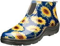 Sloggers Woman's Waterproof Comfort Ankle Boot - Garden Rain Booties for Women - Mud & Muck Boots with Premium Comfort Support Insole, Sunflower Print Blue, 10