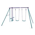 Plum Jupiter Metal Garden Double Swing & Glider Set, Purple & Teal