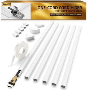 Delamu Cord Hider, One-Cord Channel 94in Cord Cover Wall, Paintable Wire Hider, Cable Cover Raceway, Cable Concealer for Wall Mounted TV, Wire Covers for Cords System, 6xL15.7 W0.59 H0.4in, White
