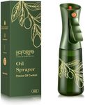 hoforife Glass Olive Oil Sprayer for Cooking, Oil Mister Continuous Cooking Spray with Portion Control for Kitchen 220ml/7.5 oz (Olive Green & Gold Print)