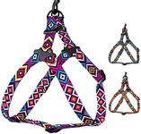 CollarDirect Adjustable Dog Harness Tribal Pattern Step-in Small Medium Large, Comfort Harness for Dogs Puppy Outdoor Walking (Tribal Magenta, Medium)