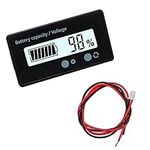 VooGenzek Battery Capacity Voltmeter Meter Monitor, Lead-acid Lithium Li-ion Battery Capacity Meter Voltage Tester, LCD Display DC 12V 24V 36V 48V Battery Meter (White Light)