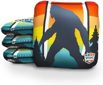 Official World Series of Cornhole Bags - Professional Corn Hole Bags - Dual Sided Bean Bags Pack of 4 - Fabrics Speeds (Front 2, Back 9) - Retro Sasquatch