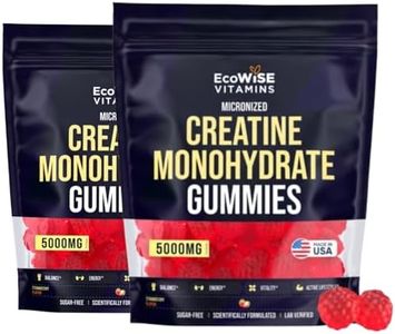 Creatine Monohydrate Strawberry Gummies 5000mg per Serving, Sugar Free, Pack of 2