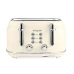 Salter EK5739CRM Retro 4-Slice Toaster – ­Wide Slots, 6 Browning Levels, Defrost, Reheat, Cancel Functions, Removable Crumb Tray, Extra Thick Bread/Bagels, High-Lift Eject, Self-Centring, 1630W, Cream