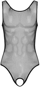 YiZYiF Mens Fishnet Thong Leotard Bodysuit Stretch Singlet Wrestling Jumpsuit One-Piece Underwear Black Medium