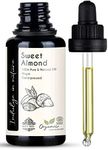 Aroma Tierra Sweet Almond Oil - 100% Pure Organic Cold Pressed - For Face, Hair, Skin, Baby Massage - 30ml