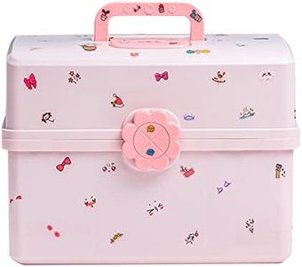 MASKMELLOW Hair Accessories Organizer for Girls,3-Layers Plastic Box with Fold Tray and Handle, Portable Lockable Container for Art Supply, Makeup, Nail, Hair Accessories1