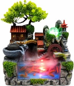 Tabletop Fountain with Mist and LED Lights for Indoor Desk Decor