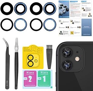 2 Pack Back Rear Camera Lens Glass Replacement for iPhone 11 with Pre-Installed Adhesive, Include Repair Tool Set+ Installation Manual+ Camera Lens Protector