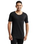 Jockey 2400 Men's Super Combed Cotton Rich Half Sleeved Thermal Undershirt with Stay Warm Technology_Black_M