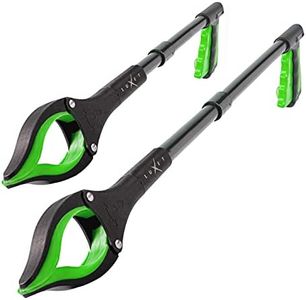 Grabber Reacher Tool - 2 Pack - Newest Version Long 19/32 Inch Foldable Pick Up Stick - Strong Grip Magnetic Tip Lightweight Trash Picker Claw Reacher Grabber Tool for Elderly Reaching, Luxet (Green)