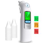 Ear Thermometer, Professional Accuracy Ear Thermometer for Adults and Baby, 3-Color Fever Alert Code, Mute Mode, Reading Storage, with Disposable Probe Covers