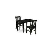 East West Furniture NOFK3-BLK-W 3 Piece Set Contains a Rectangle Dining Table with Butterfly Leaf and 2 Kitchen Chairs, 32x54 Inch