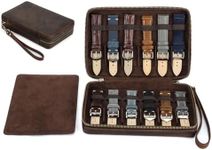 Contacts Watch Band Case Leather Travel 12 Slot Watches Bands Box for Men Watches Strap Holder Storage Organizer Compatible with Most Watch Bands