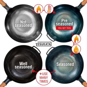 YOSUKATA 34cm Blue Carbon Steel Wok – Stir Fry Pan